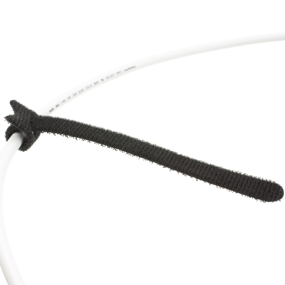 Hook and Loop Cable Strap with Clips, 5.75 in x 1/2 in