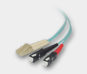 LC / SC, Multimode, Duplex Fiber Optic Cable, 10-Gigabit Aqua, 50/125, 1 Meter