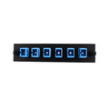 68F3-00060 - LGX Compatible Adapter Plate featuring a Bank of 6 Singlemode Simplex SC Connectors in Blue for OS1 and OS2 applications, Black Powder Coat