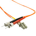 LCST-11101 - LC to ST OM1 Duplex 2.0mm Fiber Optic Patch Cord, Multimode 62.5/125, Orange Jacket, Beige LC Connector, Red/Black Boot ST, 1 meter (3.3 ft)