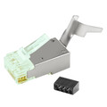 S45-1150 - Simply45 Shielded Cat6 RJ45 Crimp Connectors, external ground, Solid/Stranded 23AWG, Green Tint, Hi/Lo Stagger, Bar45™, Jar 50 pieces