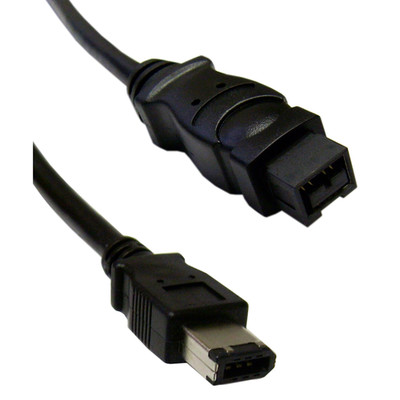 Firewire 400 9 Pin to 6 Pin Cable, Black, IEEE-1394a, 3 foot - Part Number: 10E3-96003BK