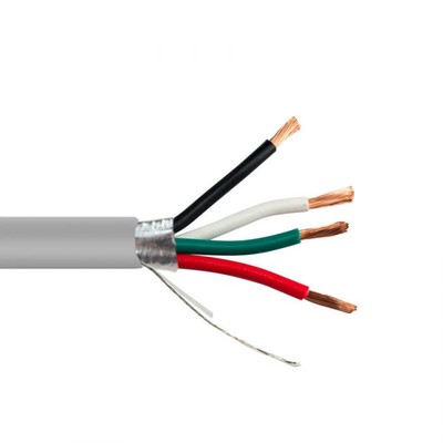 Security/Alarm Wire, Gray, 16/4 (16AWG 4-Conductor), Shielded, Stranded, CM, Spool, 1000 foot - Part Number: 10K6-54212MH