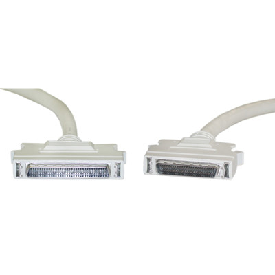 SCSI II cable, HPDB68 (Half Pitch DB68) Male to HPDB50 (Half Pitch DB50) Male, 25 Twisted Pairs, Latch, 6 foot - Part Number: 10P2-03106