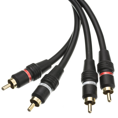 High Quality RCA Stereo Audio Cable, Dual RCA Male, 2 channel (Right and Left), Gold-plated Connectors, 3 foot - Part Number: 10R2-02103