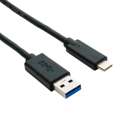 USB-3 5Gbps Type A male  to C male Cable, Charge & Data Sync, 1 foot - Part Number: 10U3-32001