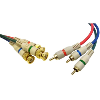 High Quality Component Video RCA to BNC Component Conversion Cable, 3 RCA Male to 3 BNC Male, 6 foot - Part Number: 10V2-25206