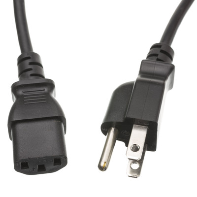 Computer / Monitor Power Cord, Black, NEMA 5-15P to C13, 13 Amp, 16 AWG, 12 foot - Part Number: 10W1-01212-16