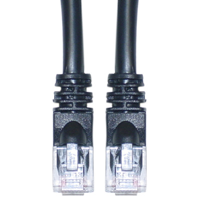Black Cat5e RJ45 Ethernet Patch Cable with Molded Boot 10ft (Box of 100) - Part Number: KIT-10X6-02210