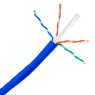 Bulk Cat6 Blue Ethernet Cable, Solid, UTP (Unshielded Twisted Pair), Inwall Rated(CM), POE & TAA Compliant, Pullbox, 1000 foot - Part Number: 10X8-061TH