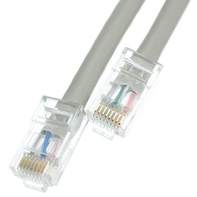 Cat6 Gray Copper Ethernet Patch Cable, Bootless, POE Compliant, 15 foot - Part Number: 10X8-12115