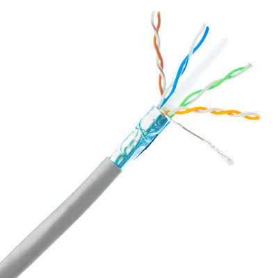 Bulk Shielded Cat6 Gray Ethernet Cable, Solid, Pullbox, 1000 foot - Part Number: 10X8-521TH