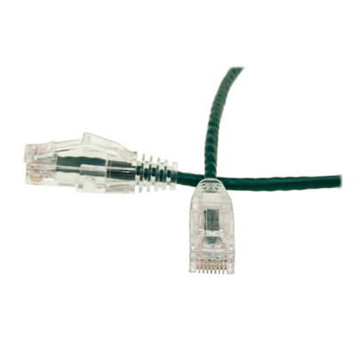Cat6 Green Slim Ethernet Patch Cable, Snagless/Molded Boot, POE Compliant, 1 foot - Part Number: 10X8-85101