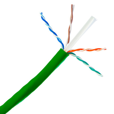 Cat6a Green Copper Ethernet Cable, 10 Gigabit Solid, UTP (Unshielded Twisted Pair), POE Compliant, 500Mhz, 23 AWG, Spool, 1000 foot - Part Number: 13X6-051NH