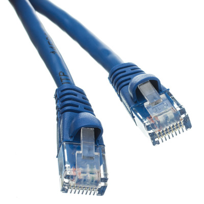 Cat6a Blue Copper Ethernet Patch Cable, 10 Gigabit, Snagless/Molded Boot, POE Compliant, 500 MHz, 100 foot - Part Number: 13X6-061HD