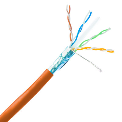 Plenum Shielded Cat6a Orange Copper Ethernet Cable, 10 Gigabit Solid, CMP, POE Compliant, 500Mhz, 23 AWG, Spool, 1000 foot - Part Number: 14X6-531NH