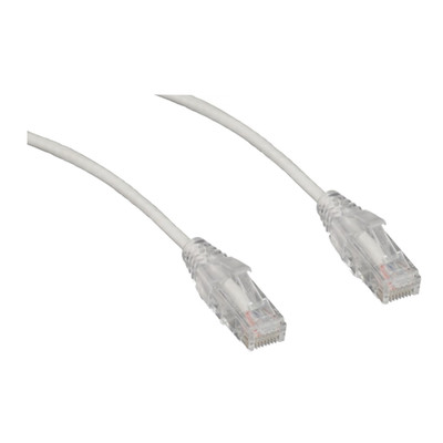 Slim Cat6a White Copper Ethernet Cable, 10 Gigabit, 500 MHz, Snagless/Molded Boot, POE Compliant, 1 foot - Part Number: 13X6-69101