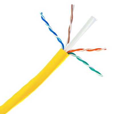 Plenum Cat6a Yellow Copper Ethernet Cable, 10 Gigabit Solid, CMP, UTP, POE Compliant, 500Mhz, 23 AWG, Spool, 1000 foot - Part Number: 14X6-081NH