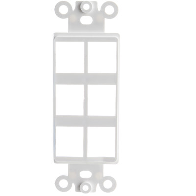 Decora Wall Plate Insert, White, 6 Hole for Keystone Jack - Part Number: 302-6D-W
