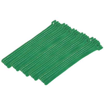 Green Hook and Loop Cable Strap w/ Eye, 0.50 inch x 8 inch, 25 Pack - Part Number: 30CT-05180