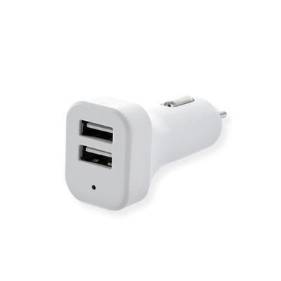 2 Port USB Car Charger, 2.1 Amp + 1 Amp, White - Part Number: 30W1-313WH