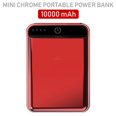 2 port Power bank 10000 mAh USB Battery Backup, includes Micro USB cable, Red. - Part Number: 30W1-610RD