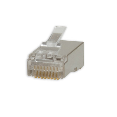 Shielded Cat6a RJ45 Crimp Connectors for Solid Cable, POE Compliant, 100 pieces - Part Number: 31D0-650HD