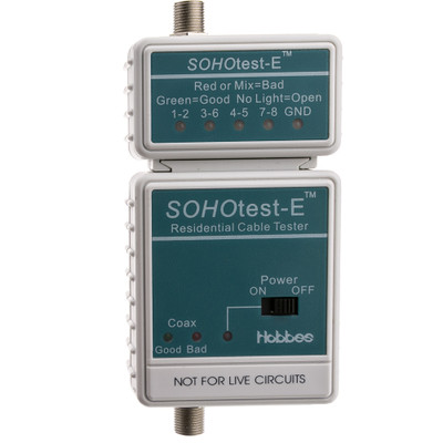 SOHOtest-E Net/Phone/TV Cable Tester, Cat5e/6/6a and more