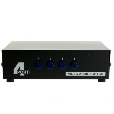 Audio/Video RCA Selector Switch, 4 way, Output 3 RCA Composite Video and Audio Female, Input 4 Sets of 3 RCA Composite Video and Audio Female - Part Number: 40R4-13400