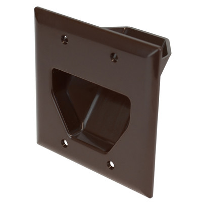 2-Gang Recessed Low Voltage Cable Plate, Brown - Part Number: 45-0002-BR