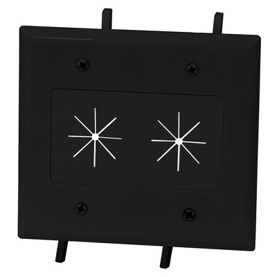 Easy Mount Series Dual Gang Cable Passthrough Wall Plate with Flexible Opening, Black - Part Number: 45-0015-BK