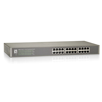 24 Port Rack Mount 19 inch 10/100 Fast Ethernet Switch, Matte Gray, Auto-negotiation - Part Number: 71X5-01124