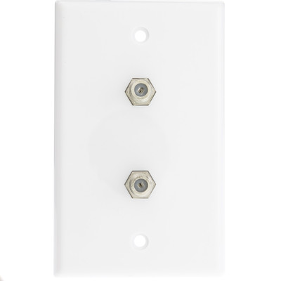 TV Wall Plate with 2 F-pin Couplers, White - Part Number: ASF-20252WH