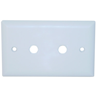 Wall Plate, 2 holes for F-pin Connectors, White - Part Number: ASF-20253WH