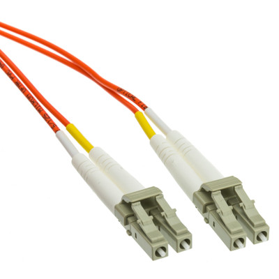 LC OM1 Duplex 2.0mm Fiber Optic Patch Cord, Multimode 62.5/125, Orange Jacket, Beige Connector, 3 meter (10 ft) - Part Number: LCLC-11103