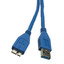 Micro USB 3.0 Cable, Blue, Type A Male to Micro-B Male, 1 foot - Part Number: 10U3-03101