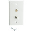 Satellite Wall Plate, White, F-pin Connector and Telephone Jack - Part Number: 301-02100