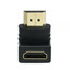 HDMI High Speed Vertical 90 Degree Elbow Adapter - Down, HDMI Type-A Male to HDMI Type-A Female, 4K 60Hz, Black - Part Number: 30HH-50200