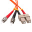 SC/UPC to ST/UPC OM2 Duplex 2.0mm Fiber Optic Patch Cord, OFNR, Multimode 50/125, Orange Jacket, Beige SC Connector, Red/Black Boot, 10 meter (33 ft) - Part Number: SCST-11010