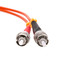 SC/UPC to ST/UPC OM2 Duplex 2.0mm Fiber Optic Patch Cord, OFNR, Multimode 50/125, Orange Jacket, Beige SC Connector, Red/Black Boot, 12 meter (39.4 ft) - Part Number: SCST-11012