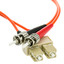 SC/UPC to ST/UPC OM1 Duplex 2.0mm Fiber Optic Patch Cord, OFNR, Multimode 62.5/125, Orange Jacket, Beige SC Connector, Red/Black Boot, 4 meter (13.1 ft) - Part Number: SCST-11104
