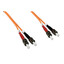 ST/UPC OM2 Duplex 2.0mm Fiber Optic Patch Cord, OFNR, Multimode 50/125, Orange Jacket, Red/Black Boot, 6 meter (19.5 ft) - Part Number: STST-11006