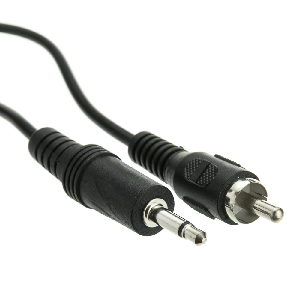 6ft Black 3 5 Mm Mono To Rca Cable  Rca Male  3 5mm Male