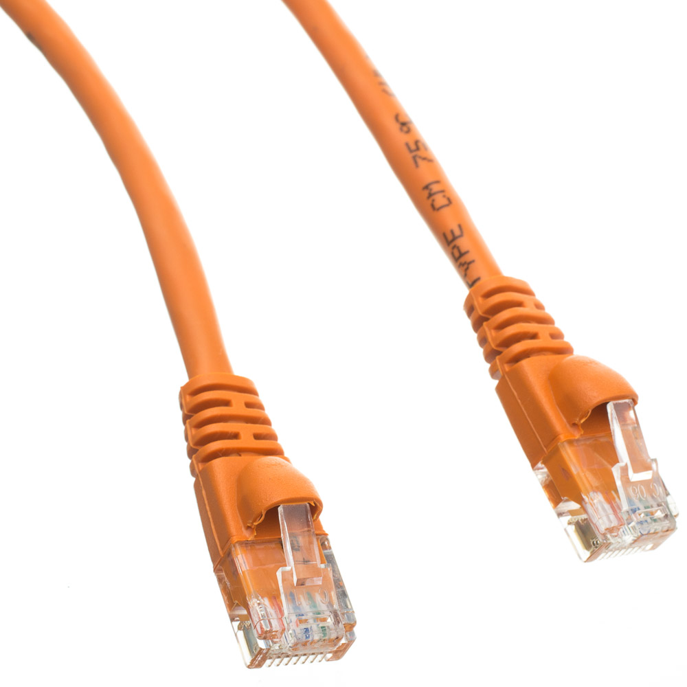 14 Ft Cat5e Ethernet Patch Cable Made in USA, RJ45 Computer Networking Cord Orange 