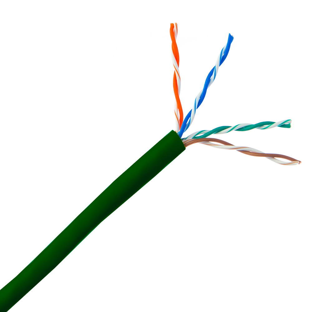 UTP Unshielded Twisted Pair Solid 1000 Foot Pullbox Green 23 AWG CMP Plenum Cat6 Bulk Cable 