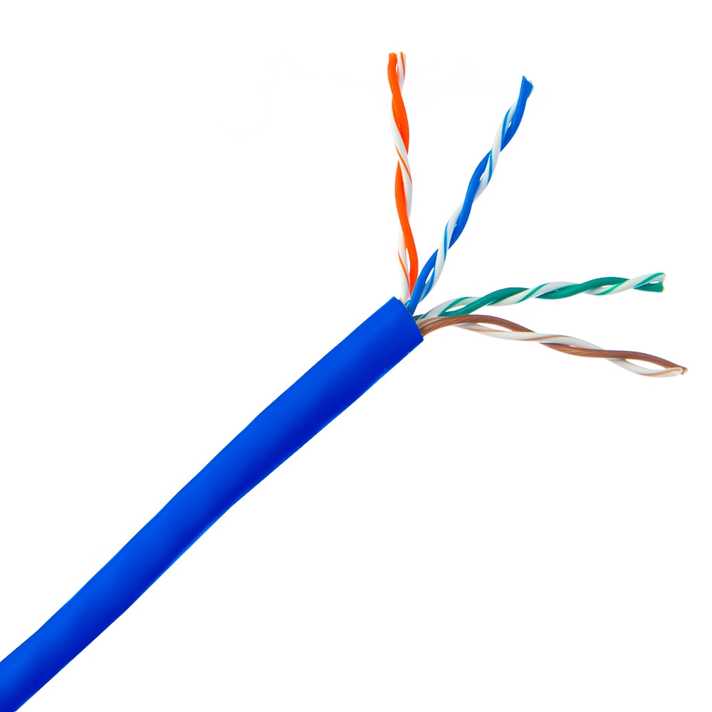 Blue 550MHz Solid Ethernet Unshielded Twisted Pair 1000 Feet Networking Cable Utp Cat6 Plenum CMP Rated 23AWG 