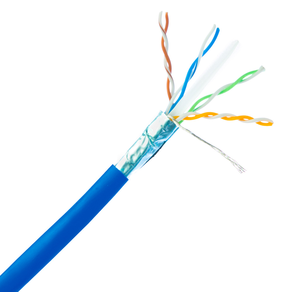 1000ft Shielded Blue Cat6 Ethernet Spool, Solid, Bulk