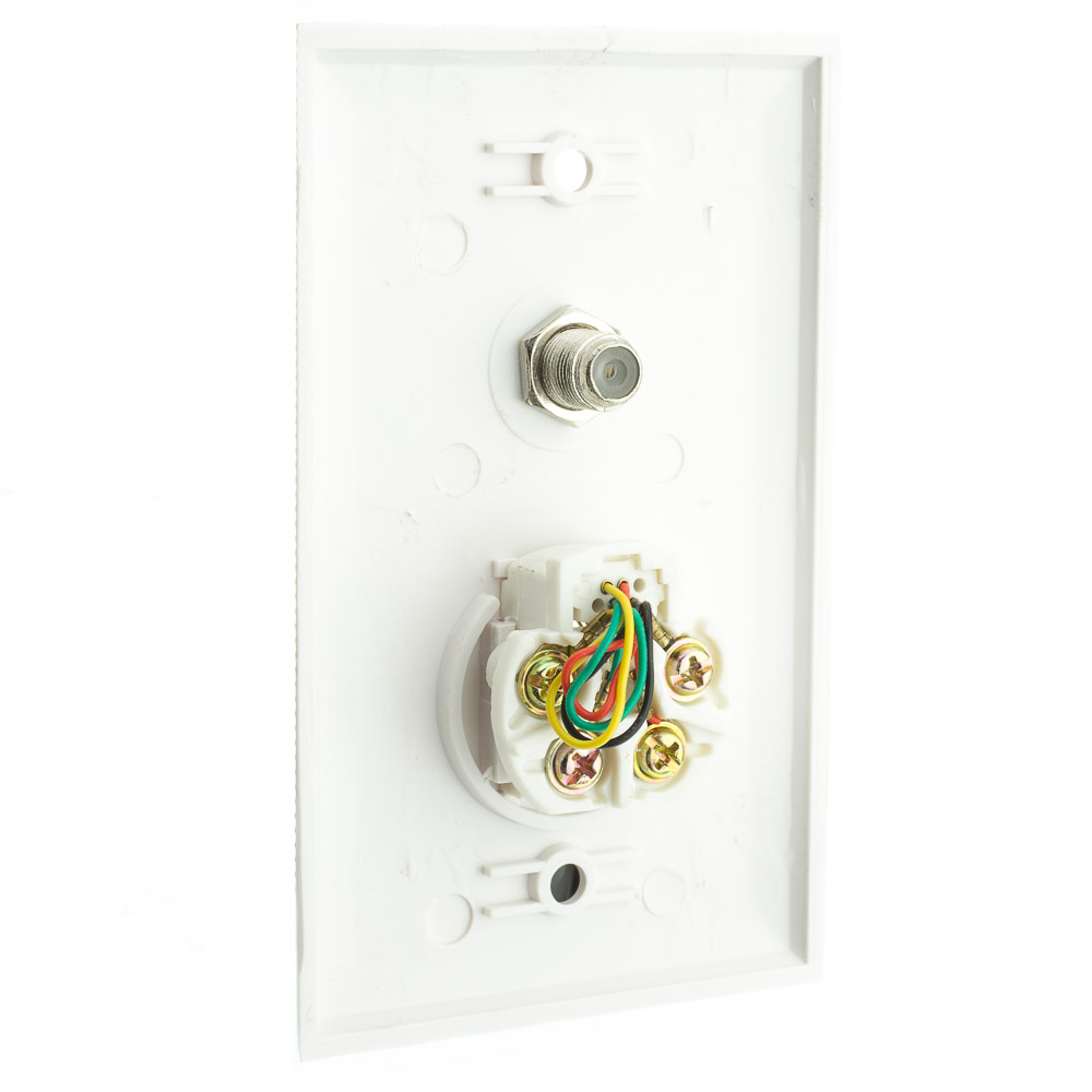 White Wall Plate, Satellite Connector and Telephone Jack coax to vga wiring 