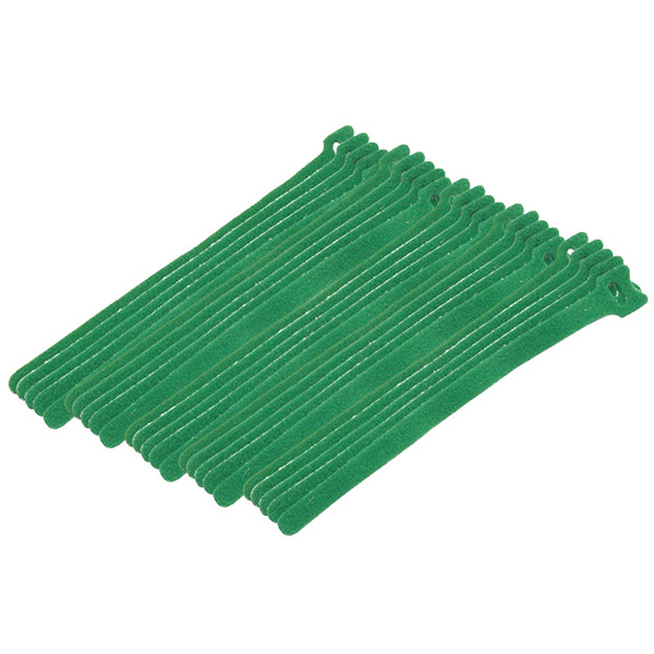 Hook and Loop Cable Straps, 25 Pieces, 8 x 0.5in, Green