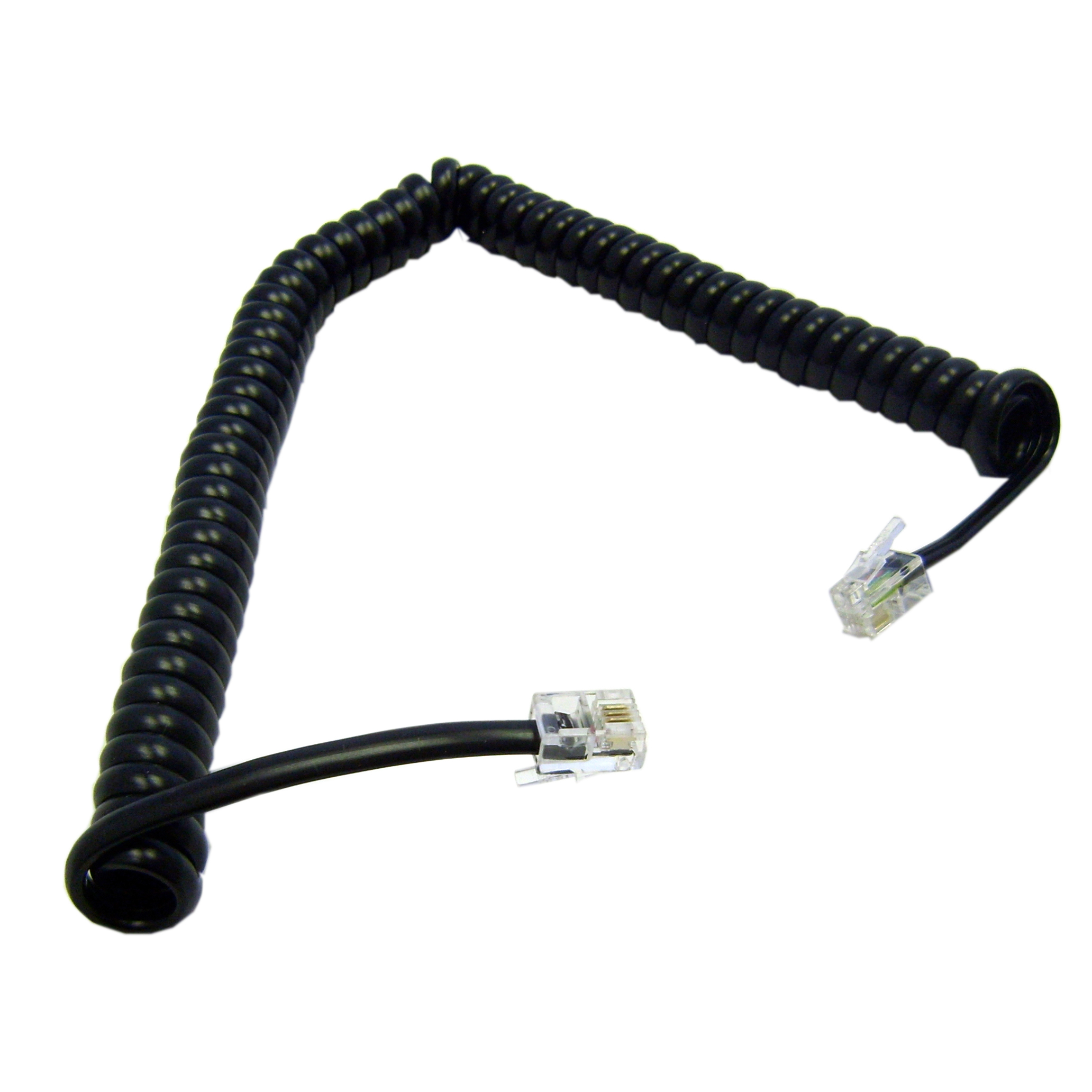 RJ 10 Telephone Replacement Cable Phone Lead Coiled Handset Wire BLACK 2m 3m 5m 